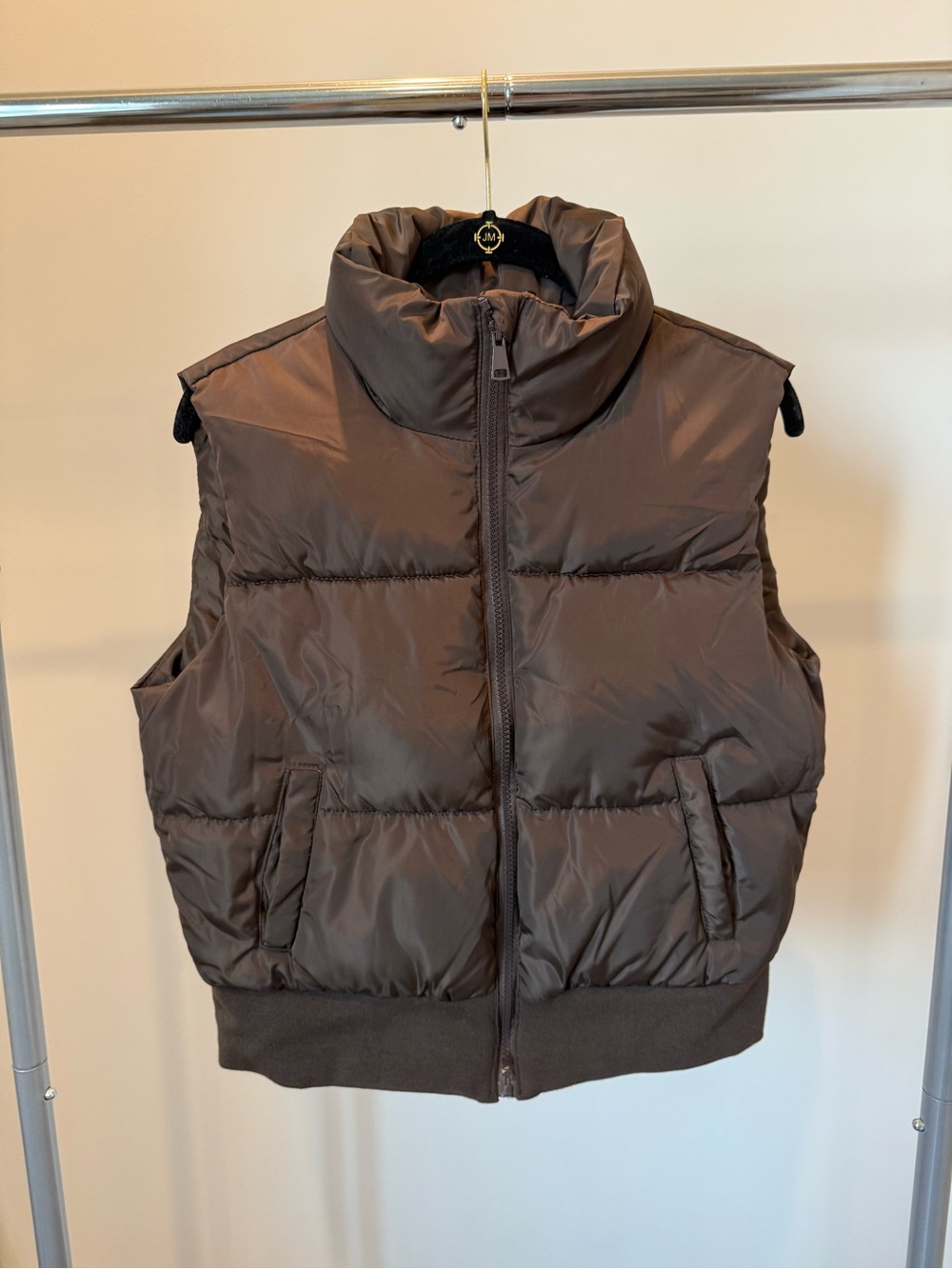 Quilted Brown Puffer Vest Size SMALL NWT